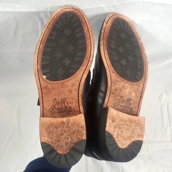 Vintage Johnston & Murphey Black Leather Foldover Boots With Buckle - Picture 10 of 10